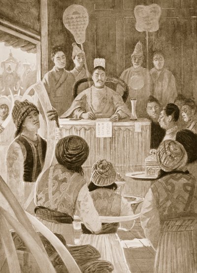 Siamese envoys paying tribute to the Emperor of China, illustration from 